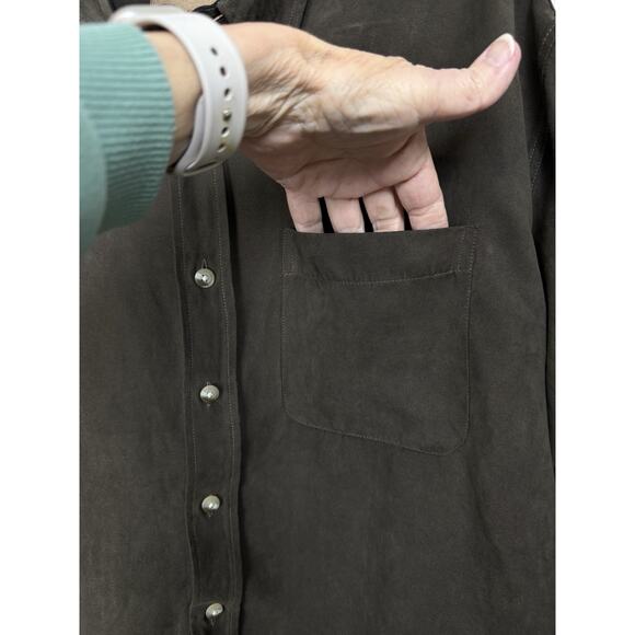 Buckhorn River Button Down Shirt Men's XL Brown Faux Suede Oudoor Work Western - Picture 4 of 10